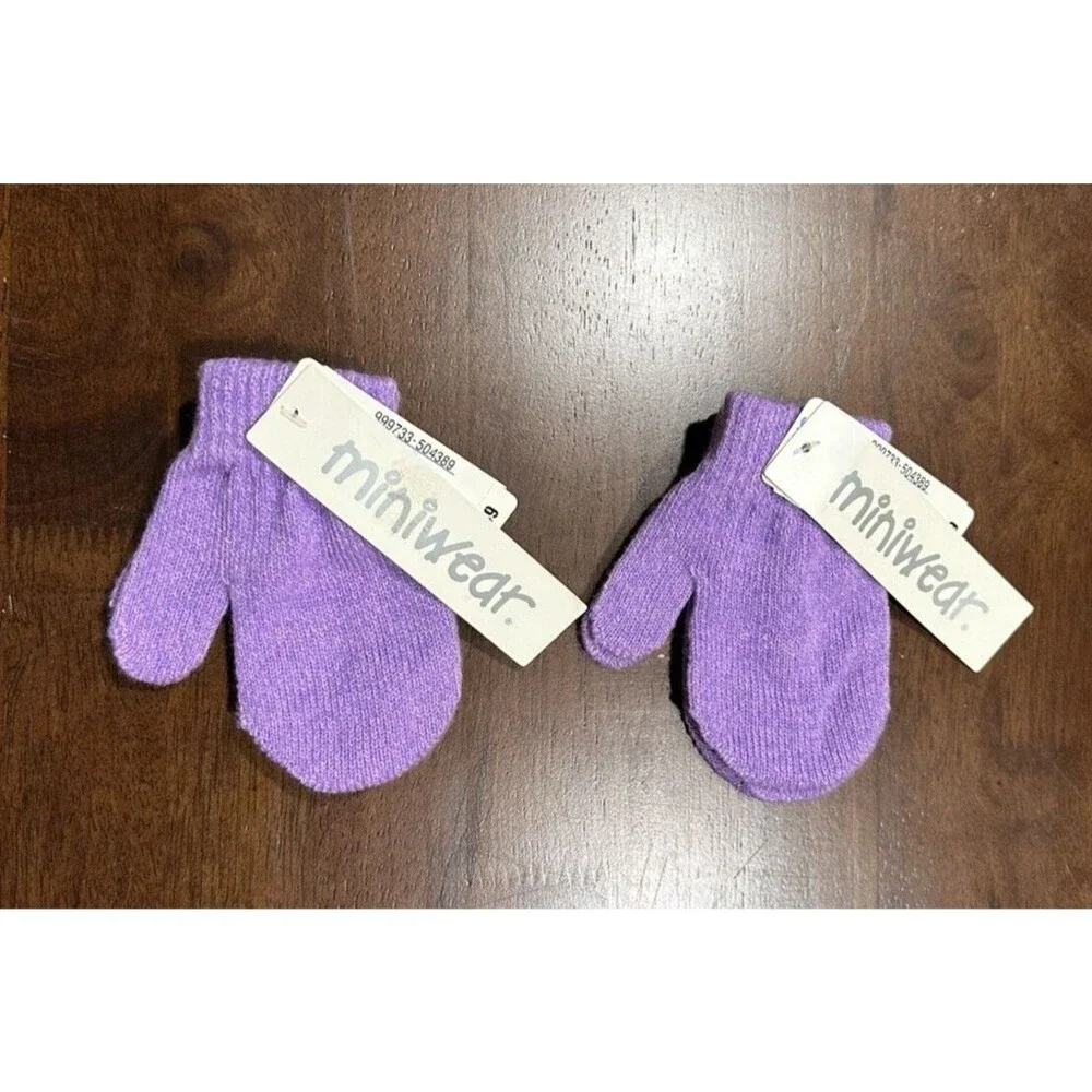 Miniwear Girls size 2T-4T purple mittens - 2 pairs
